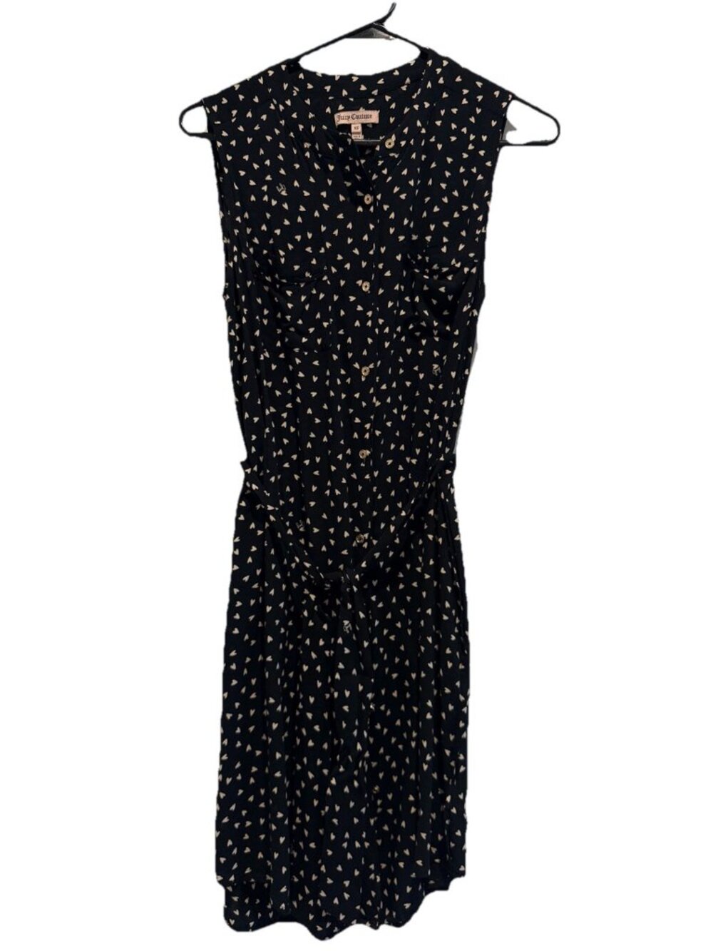 Juicy Couture Women’s XS Sleeveless Shirt Dress Black Hearts